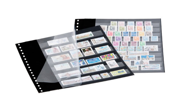 10 stock sheets with 10 transparent foil strips per page