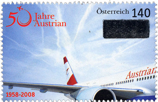 50 Jahre Austrian Airlines - Rubbel-Sonderbriefmarke