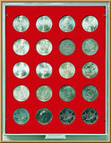 Münzenbox mit runden Vertiefungen (38 mm Durchmesser)