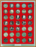 Münzenbox mit runden Vertiefungen (31 mm Durchmesser)