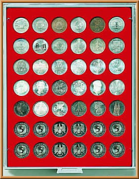 Münzenbox mit runden Vertiefungen (29 mm Durchmesser)