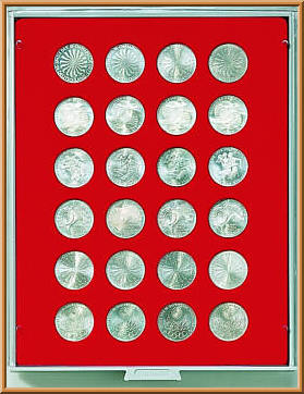 Münzenbox mit runden Vertiefungen (32,5 mm Durchmesser)
