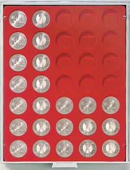 Münzenbox mit runden Vertiefungen (32,50 mm Durchmesser)