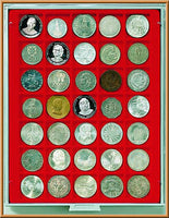Münzenbox mit 35 quadratischen Vertiefungen 36mm