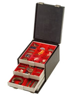 Collection box with 3 compartments including 8 variable bars
