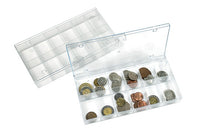 Transparent collection box, 12 fixed compartments 31x48 mm
