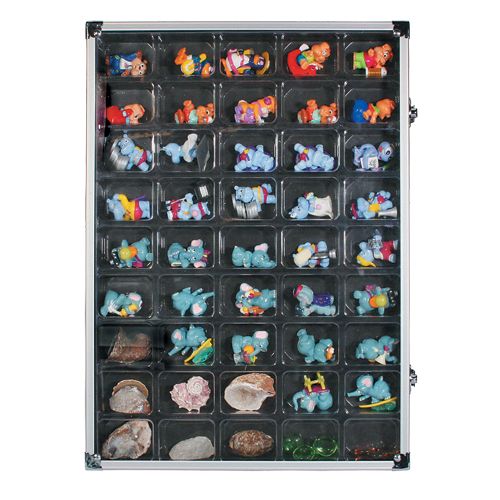Collectible aluminum display case - 45 compartments