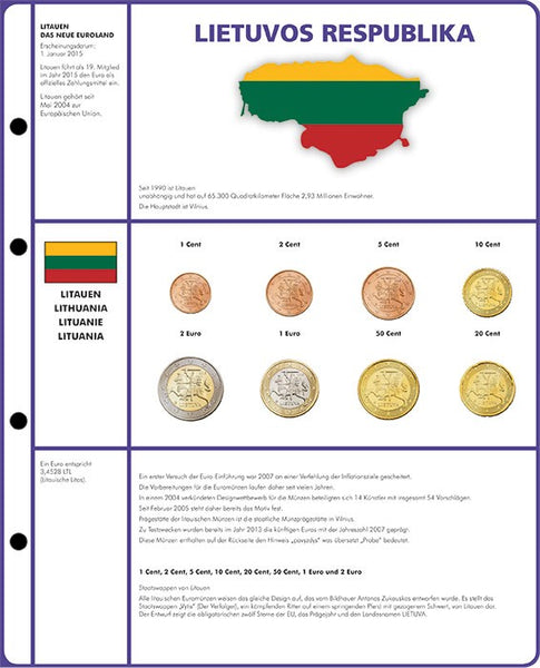 Euro-Vordruckblatt "Litauen" für Vordruckalbum Euro-Collection