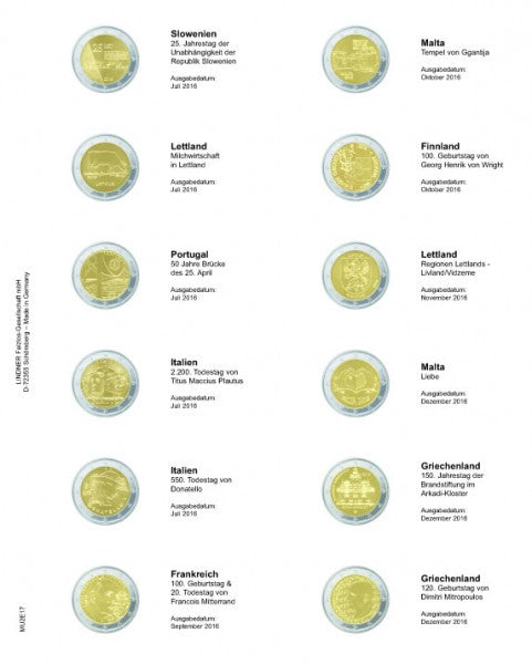 MULTI COLLECT €2 COINS: Slovenia 2016 - Greece 2016 