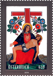Glasmarke - Pieta mit Kreuz