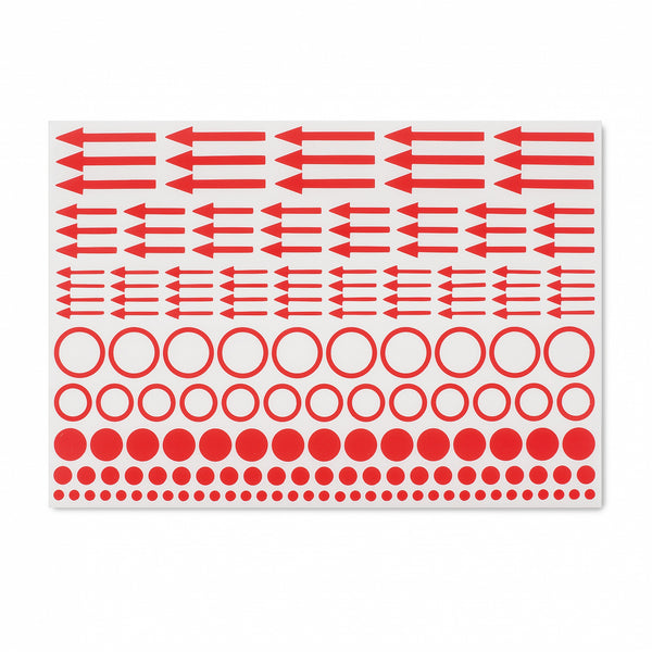 Identification labels with dots, circles and arrows