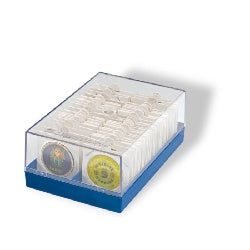 Plastic box for 100 coin holders, blue