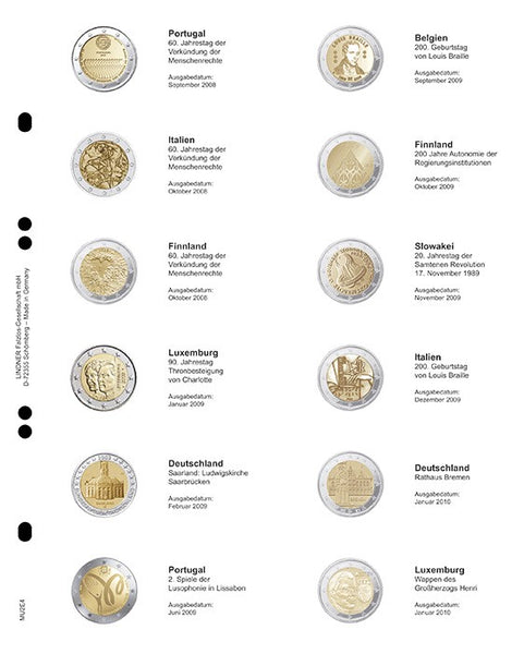 MULTI COLLECT FOR €2 COINS: PORTUGAL 2008 - LUXEMBOURG 2010 