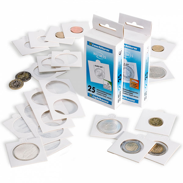 25 coin holders, self-adhesive, up to 35 mm Ø