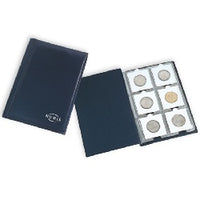 Coin pocket album with 10 coin sheets for 6 frames each, blue